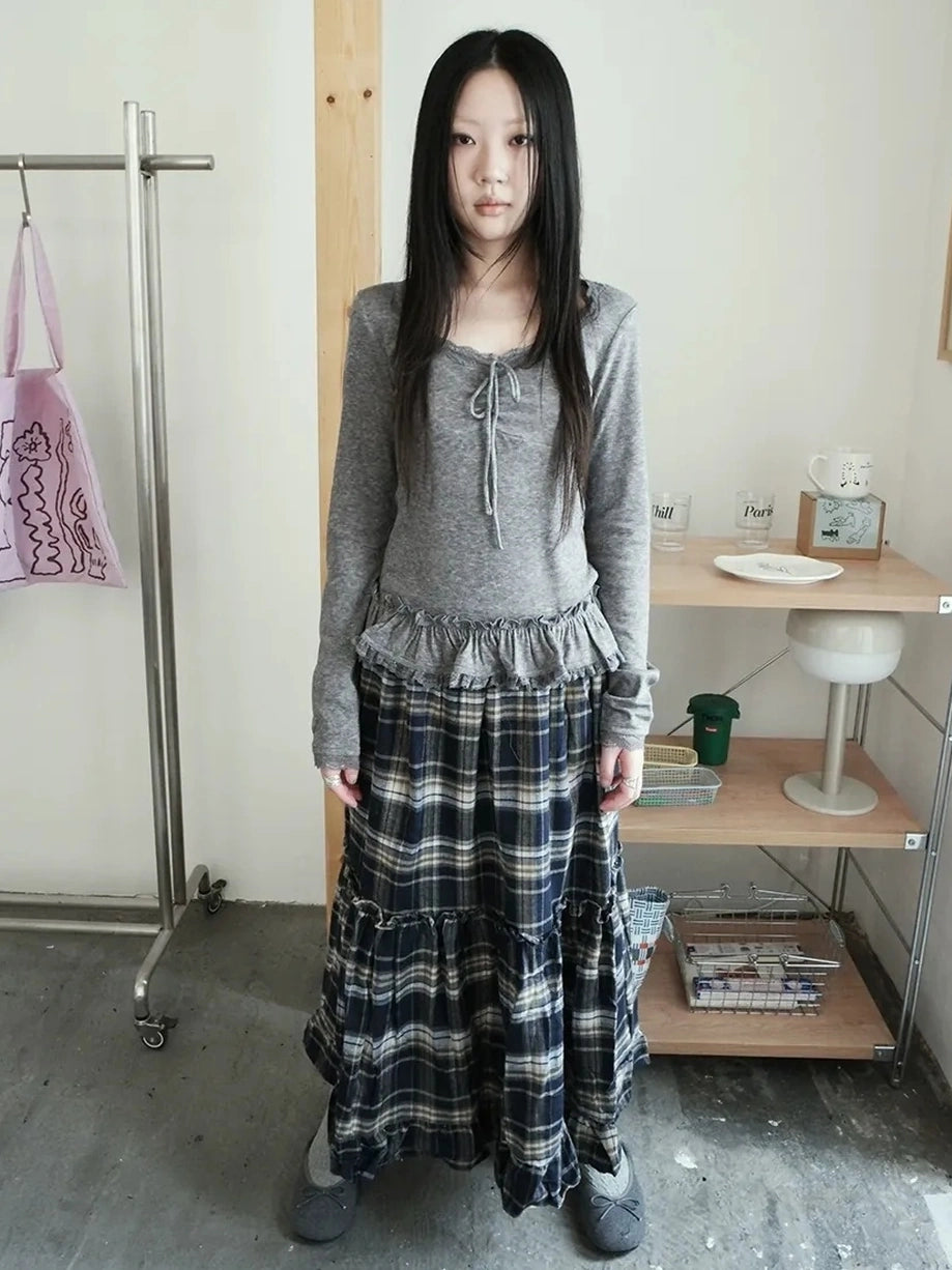 ang project Lace Bow Tie Ruffle Sleeve Tee T-shirt