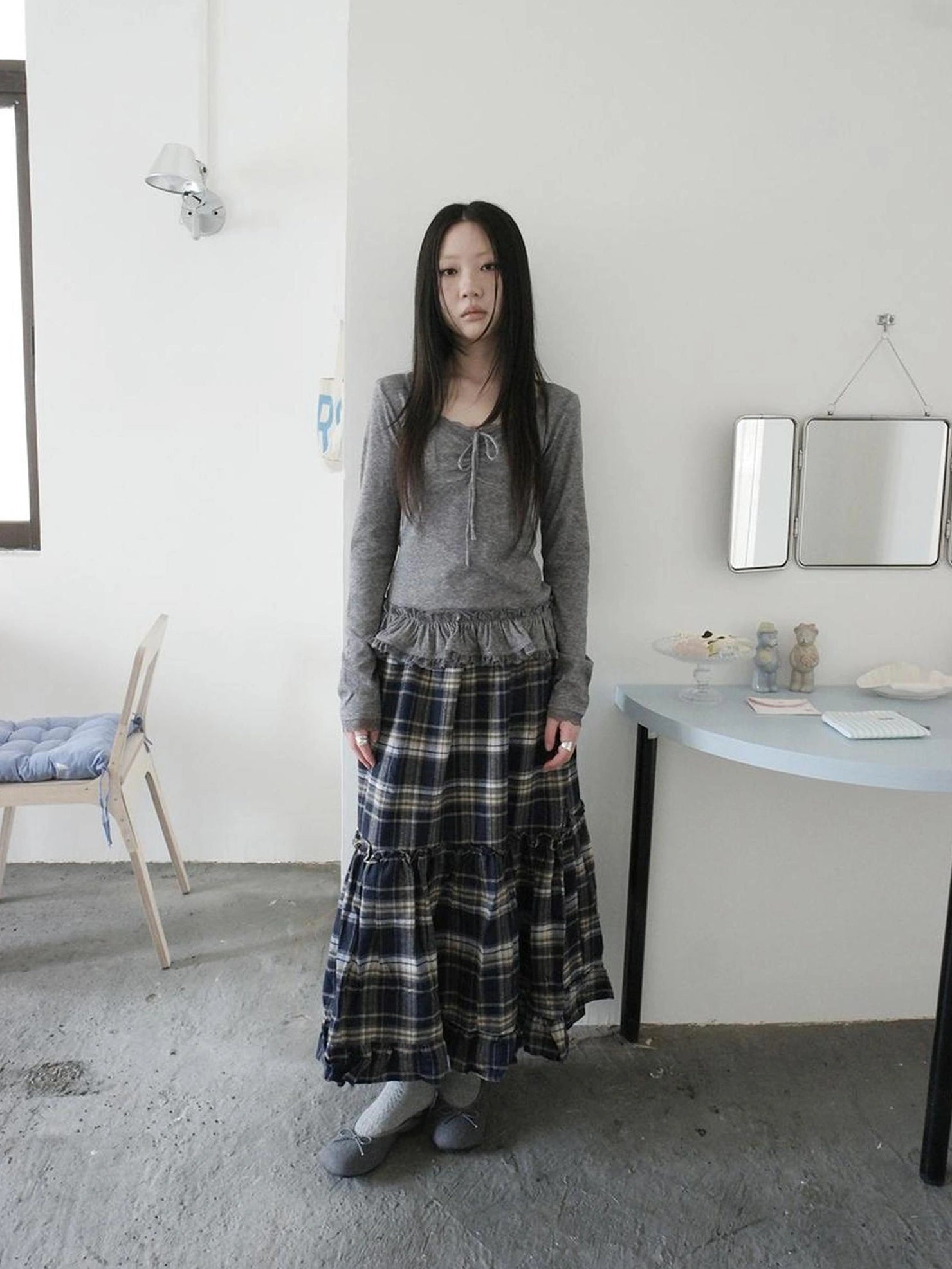 ang project Lace Bow Tie Ruffle Sleeve Tee T-shirt