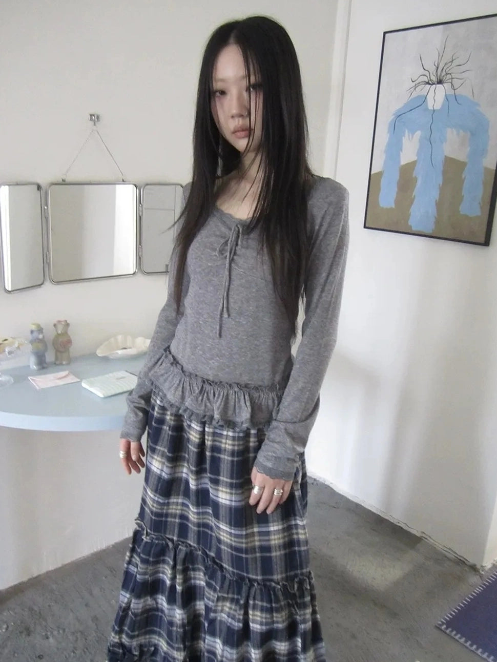 ang project Lace Bow Tie Ruffle Sleeve Tee T-shirt