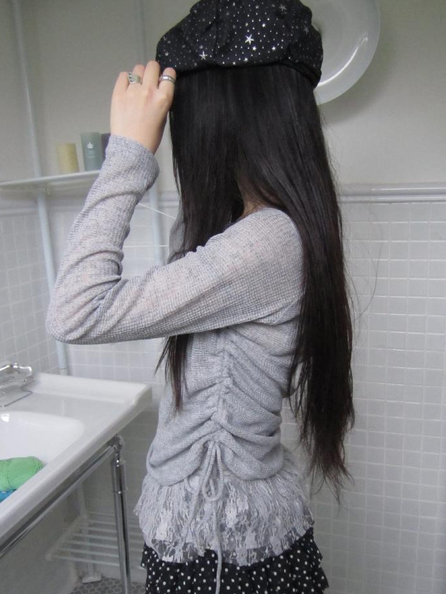 Updateang project Lace Trim Sleeveless Vest Single Shoulder Knit Long Sleeve Two Piece Set