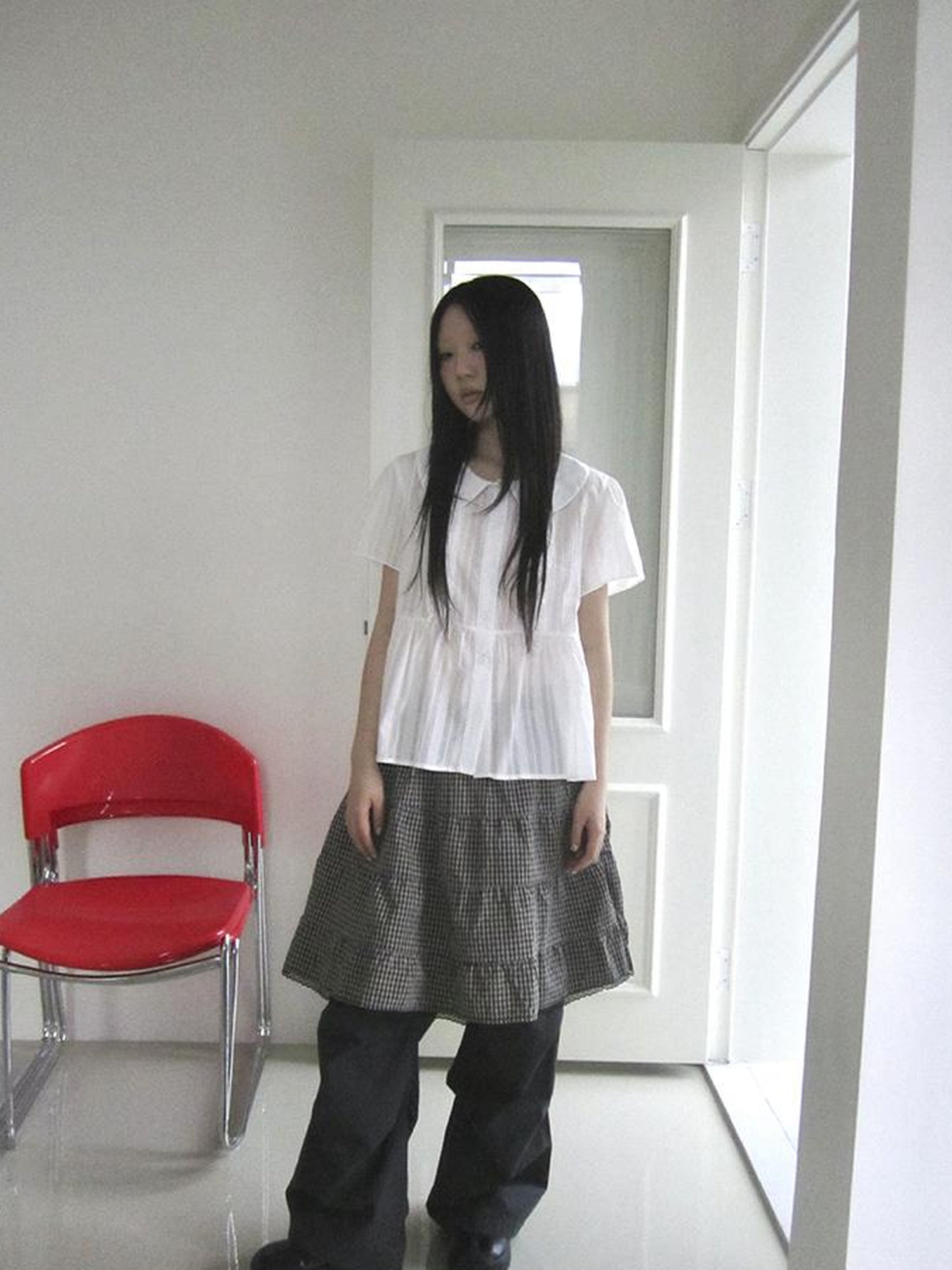 ang project Lace Trimmed Babydoll Collar Summer Blouse