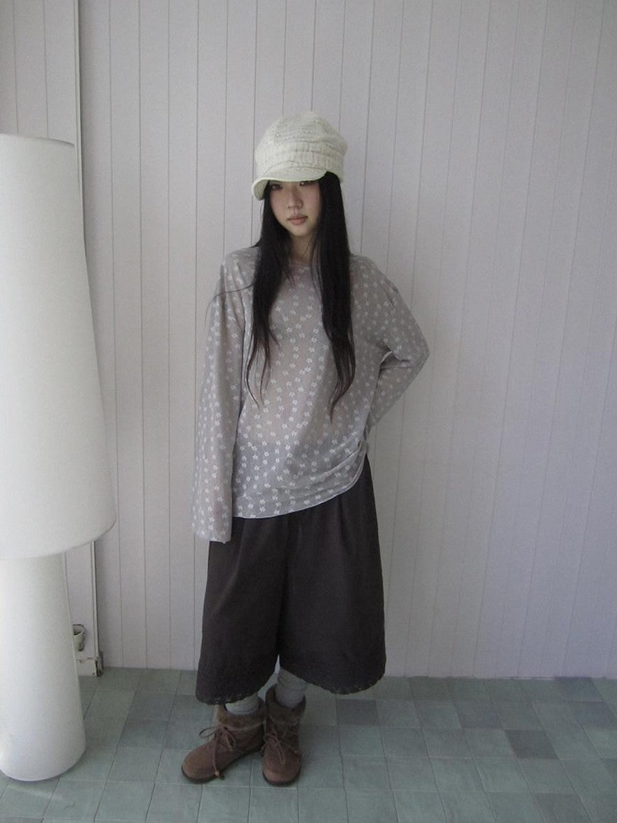 ang project Layered Floral Lace Sheer Round Neck Women&
