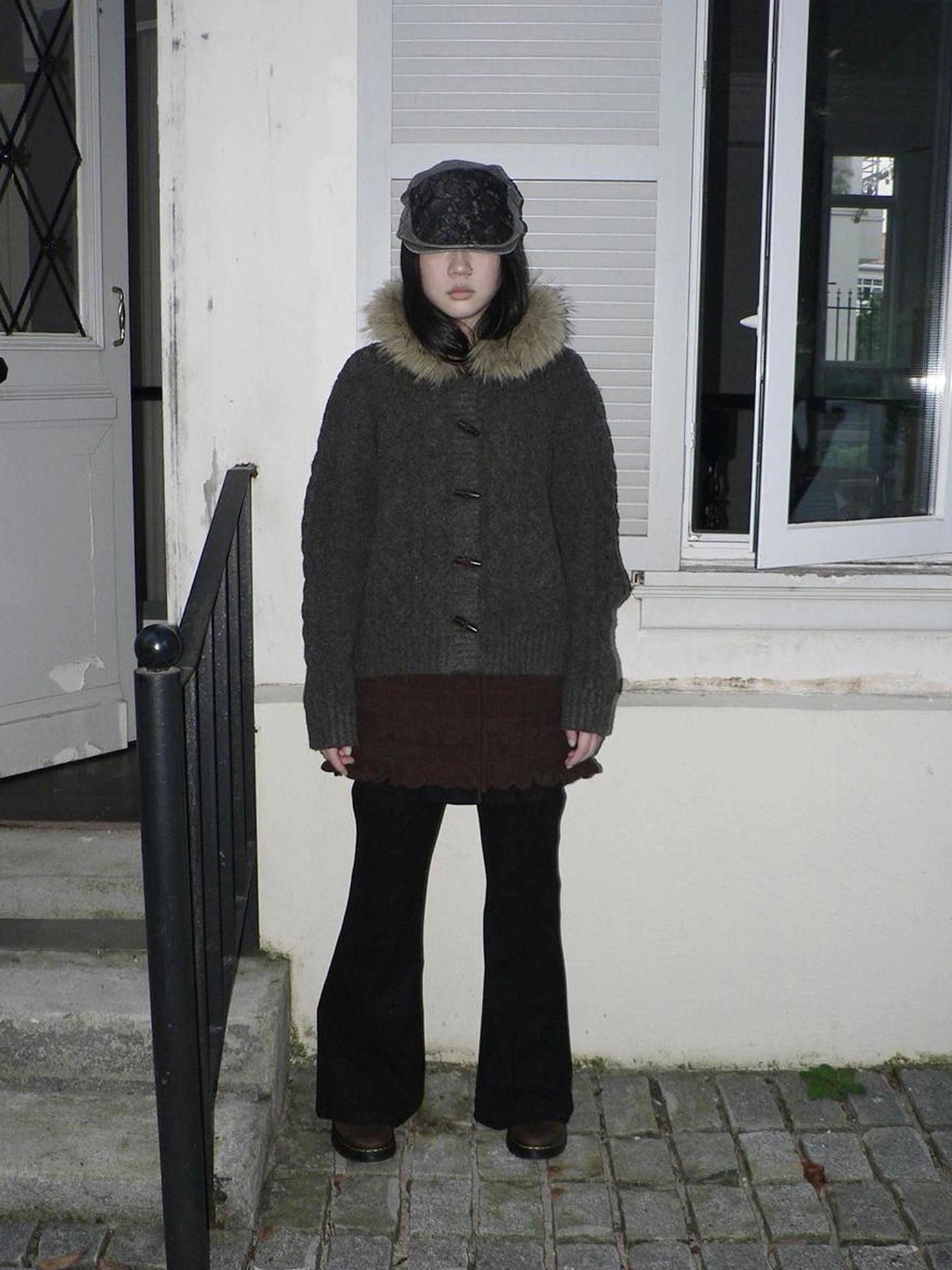 ang project Layered Lace Trim Drawstring Knit Mini Skirt Skirt