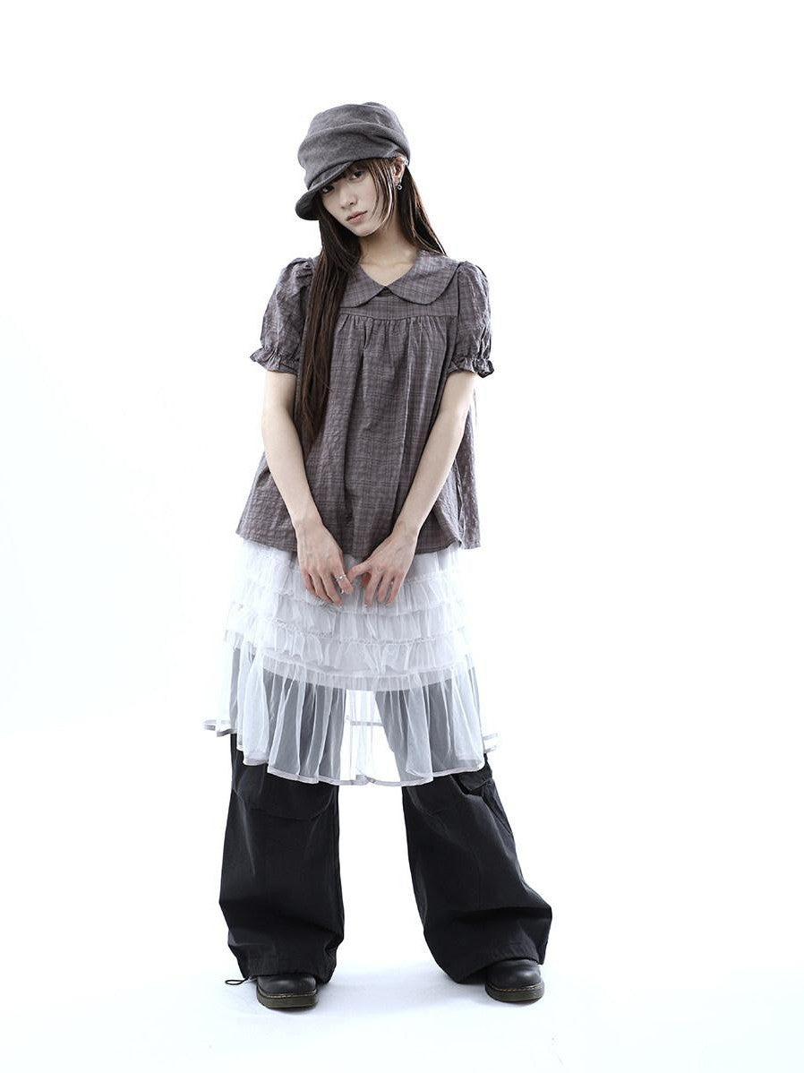 ang project Layered Panelled A Line Ruffle Hem Women&