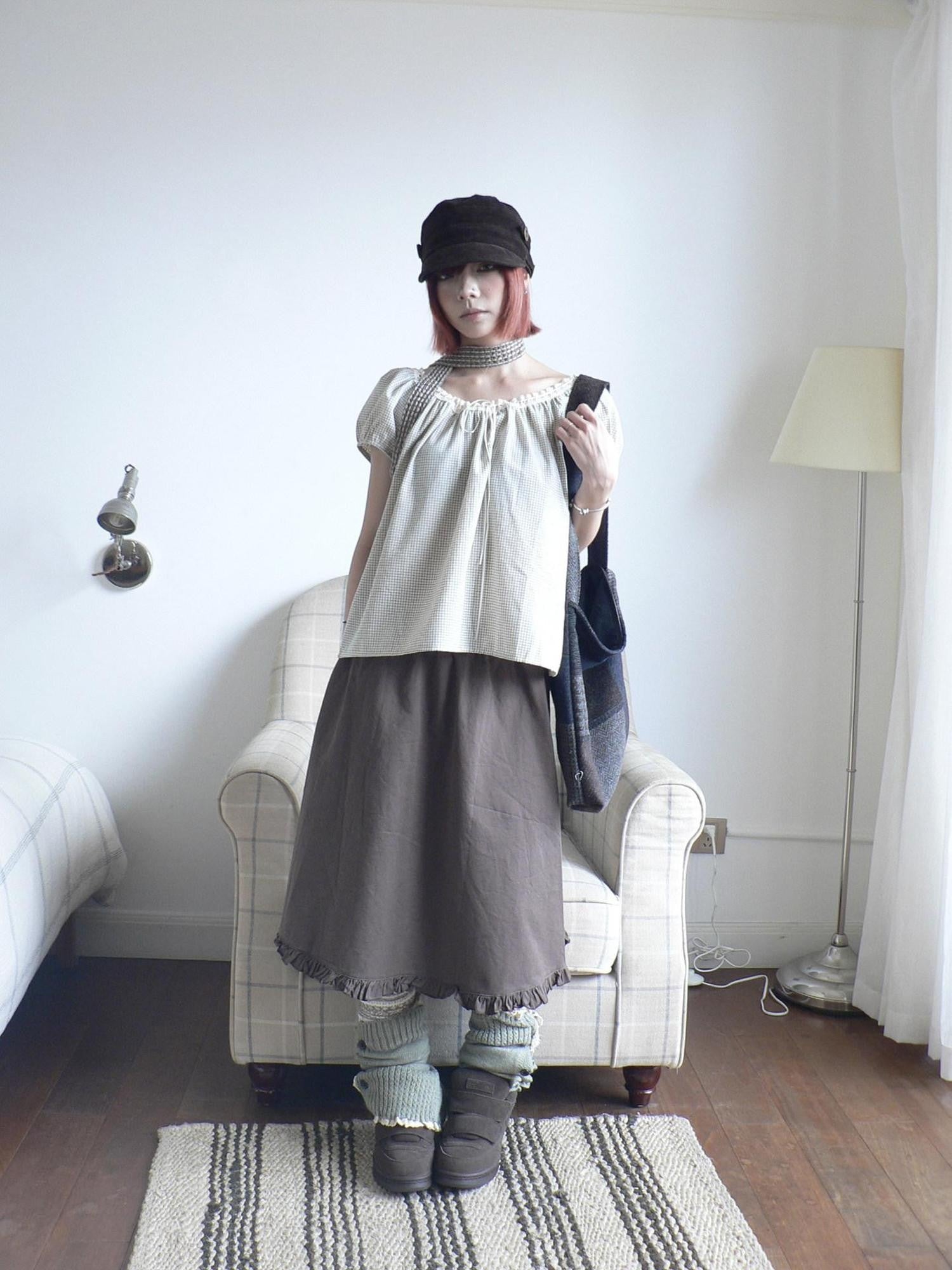 ang project Lettuce Edge Spliced Hem A Line Pocket High Waist Women&