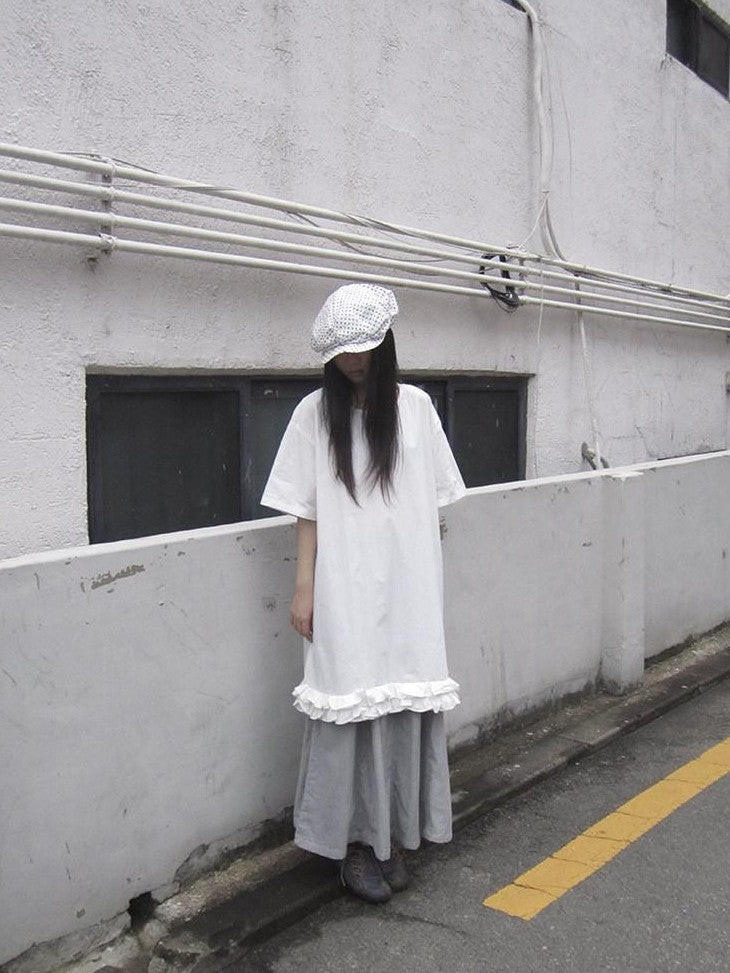 ang project Lettuce Hem Ruffle Splice Loose Waist A Line Women&