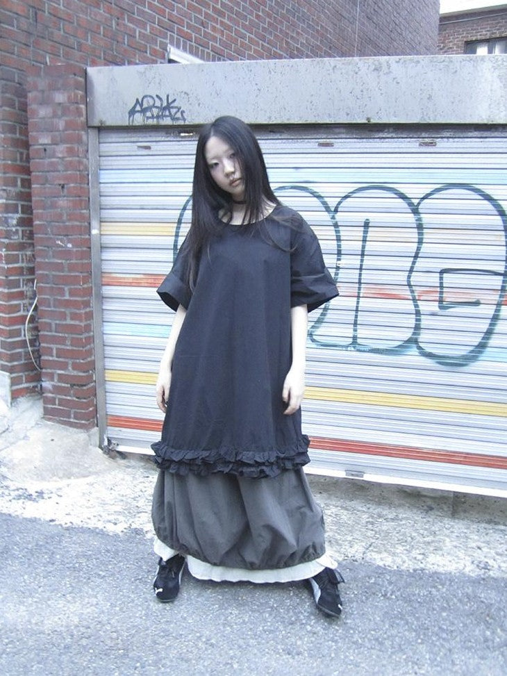 ang project Lettuce Hem Ruffle Splice Loose Waist A Line Women&