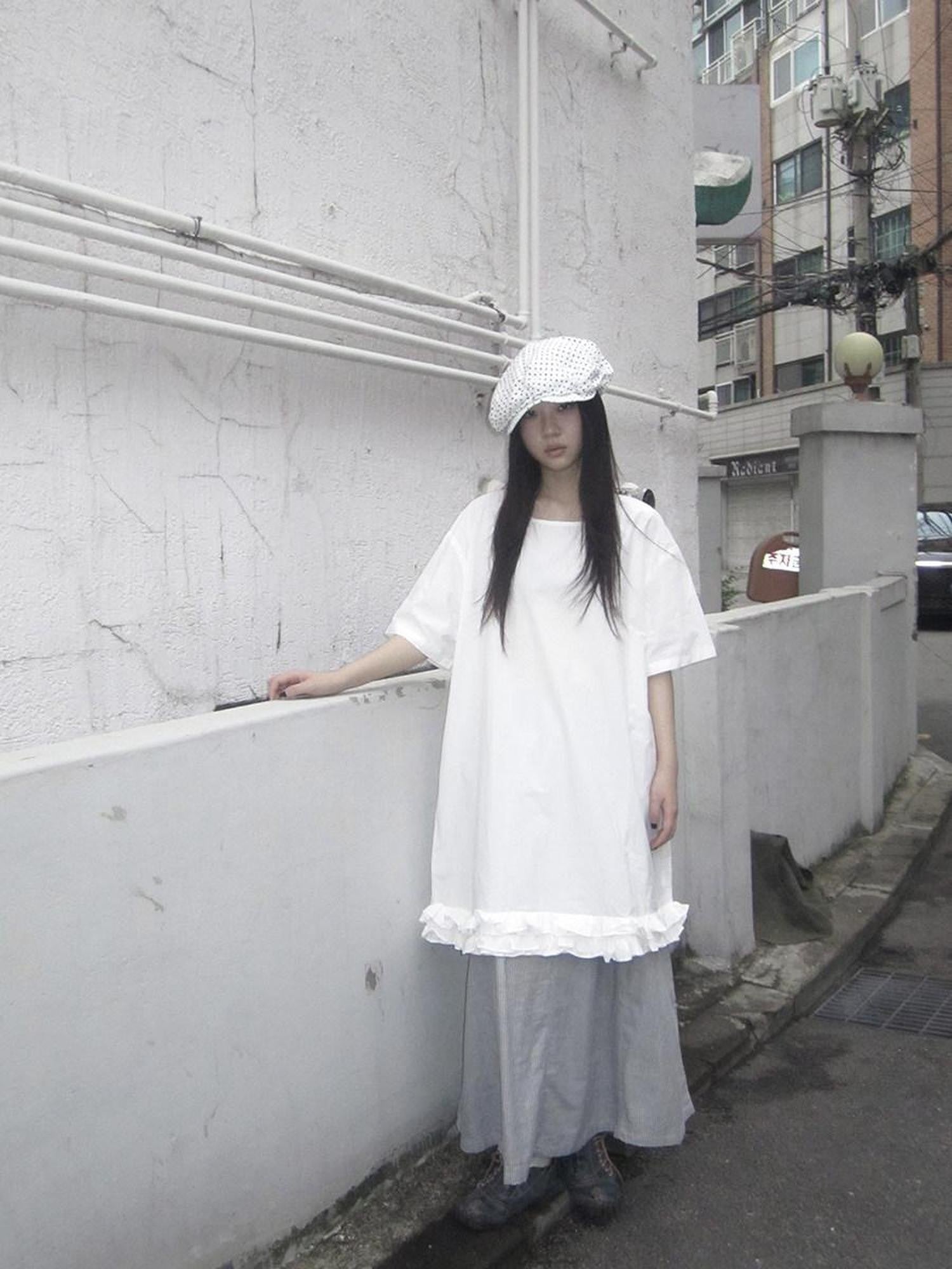 ang project Lettuce Hem Ruffle Splice Loose Waist A Line Women&