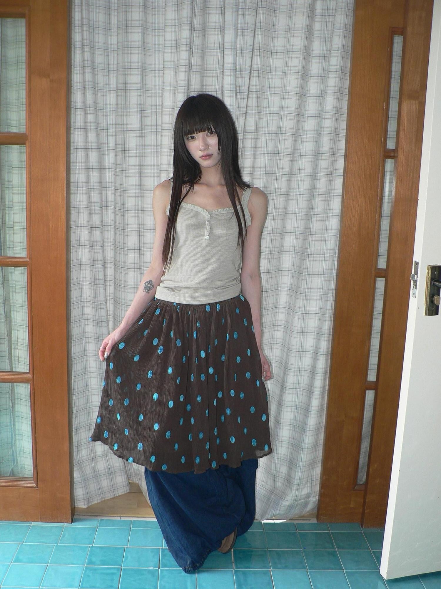 ang project Light Gray Mocha Button Lace Spliced Cropped Slim Fit Women&