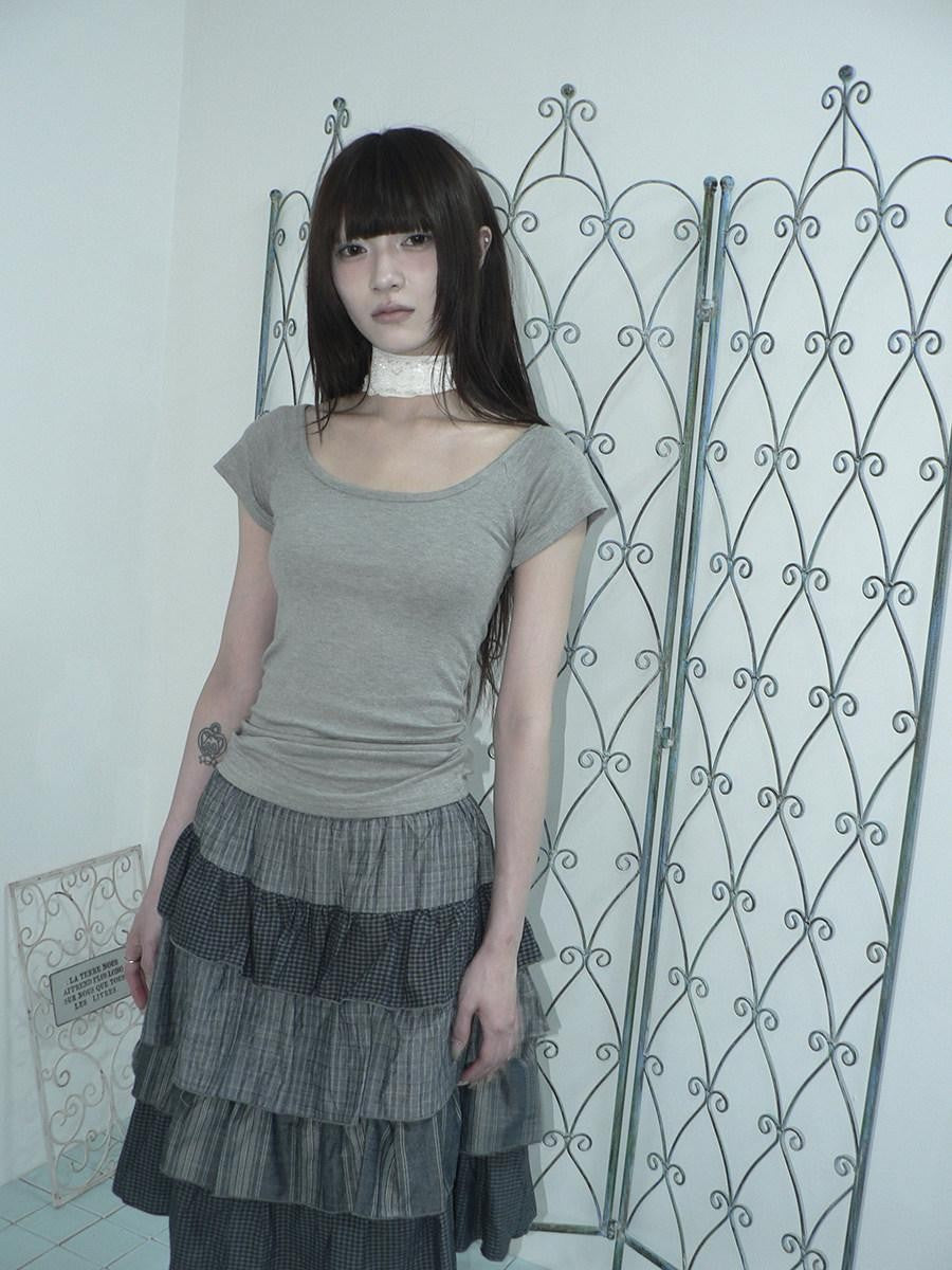ang project Light Gray Solid Stretch Slim U Neck Women&