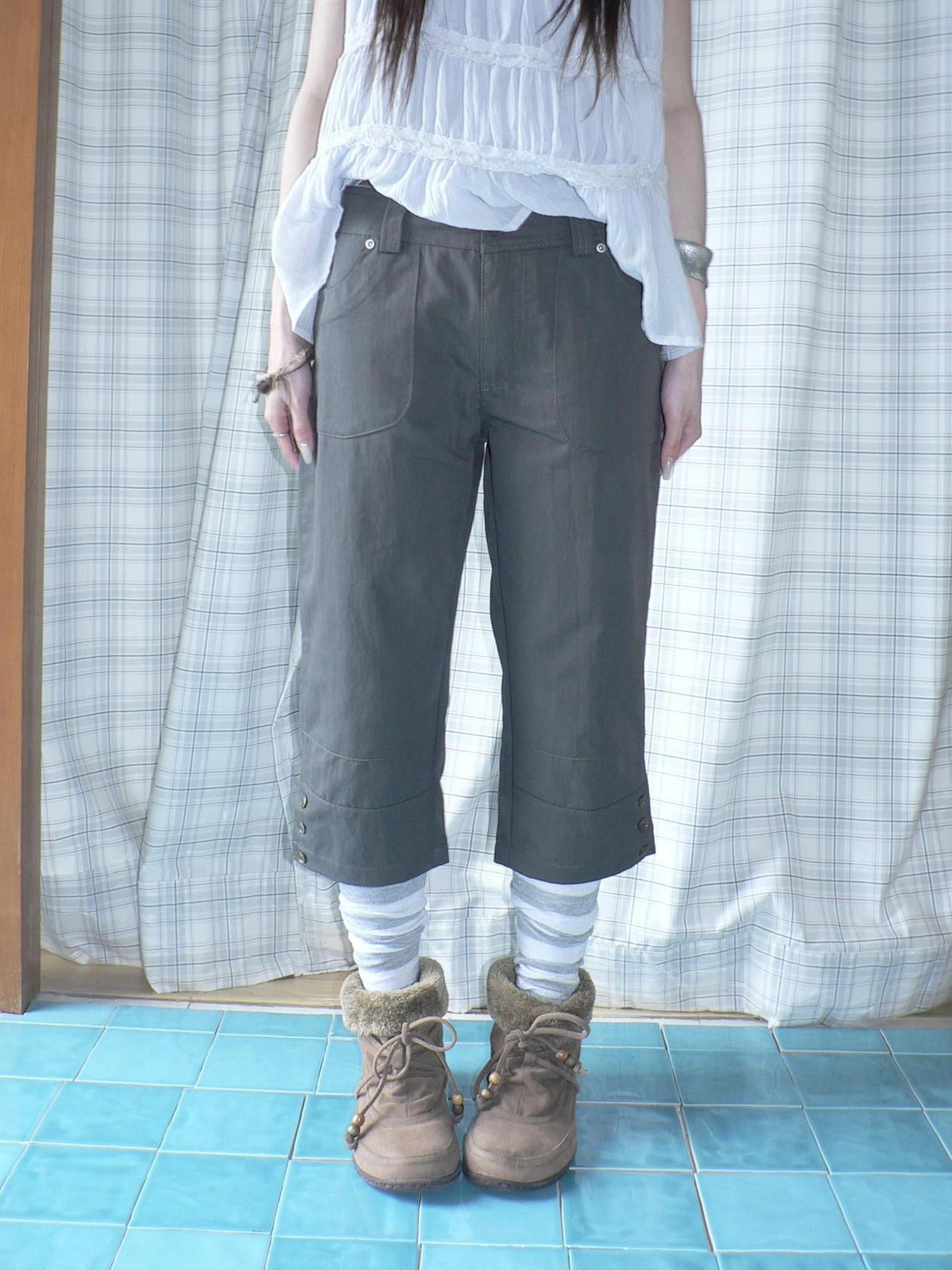 ang project Light Gray Vintage Studded Slight Flare Women&