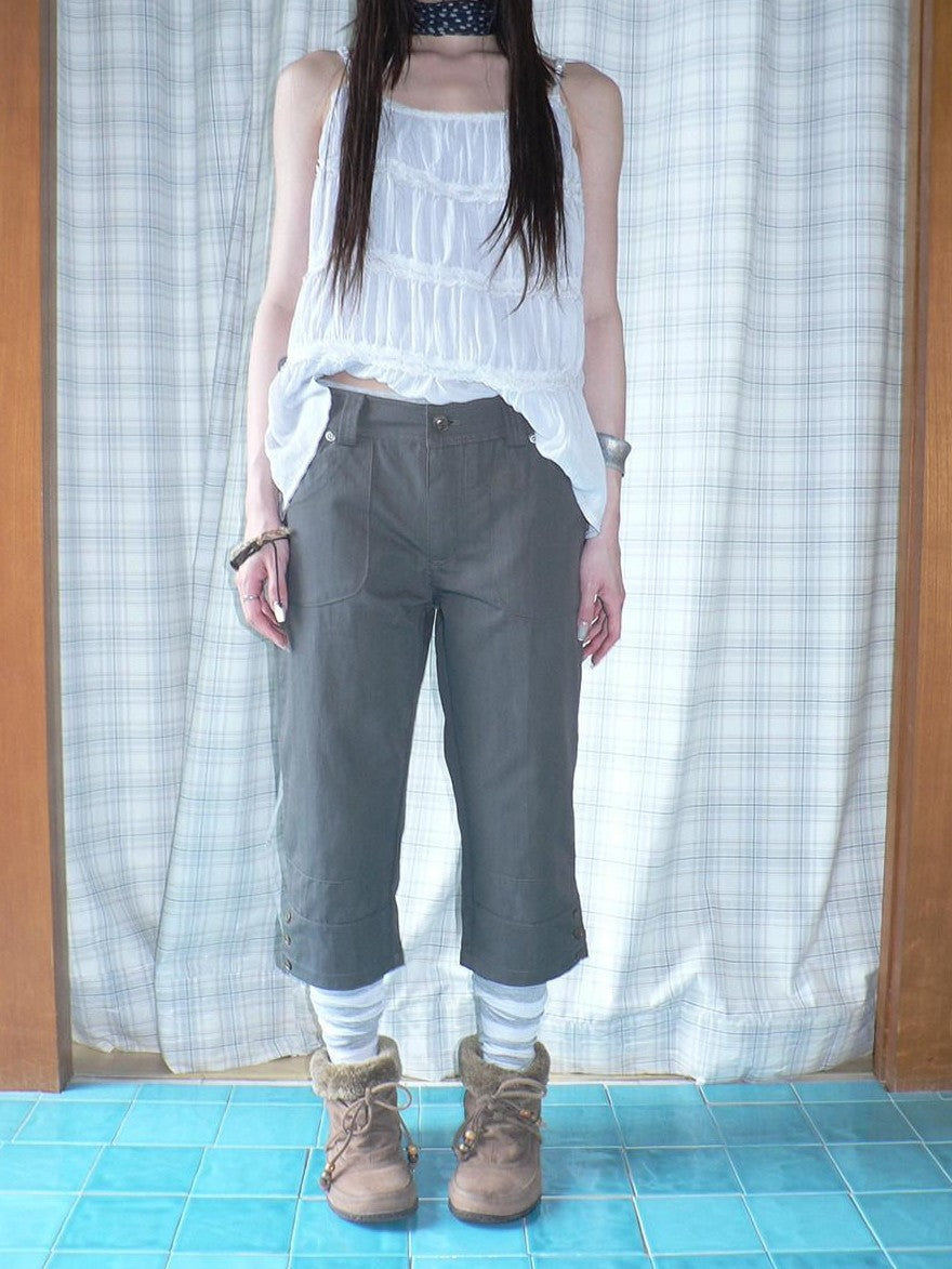 ang project Light Gray Vintage Studded Slight Flare Women&