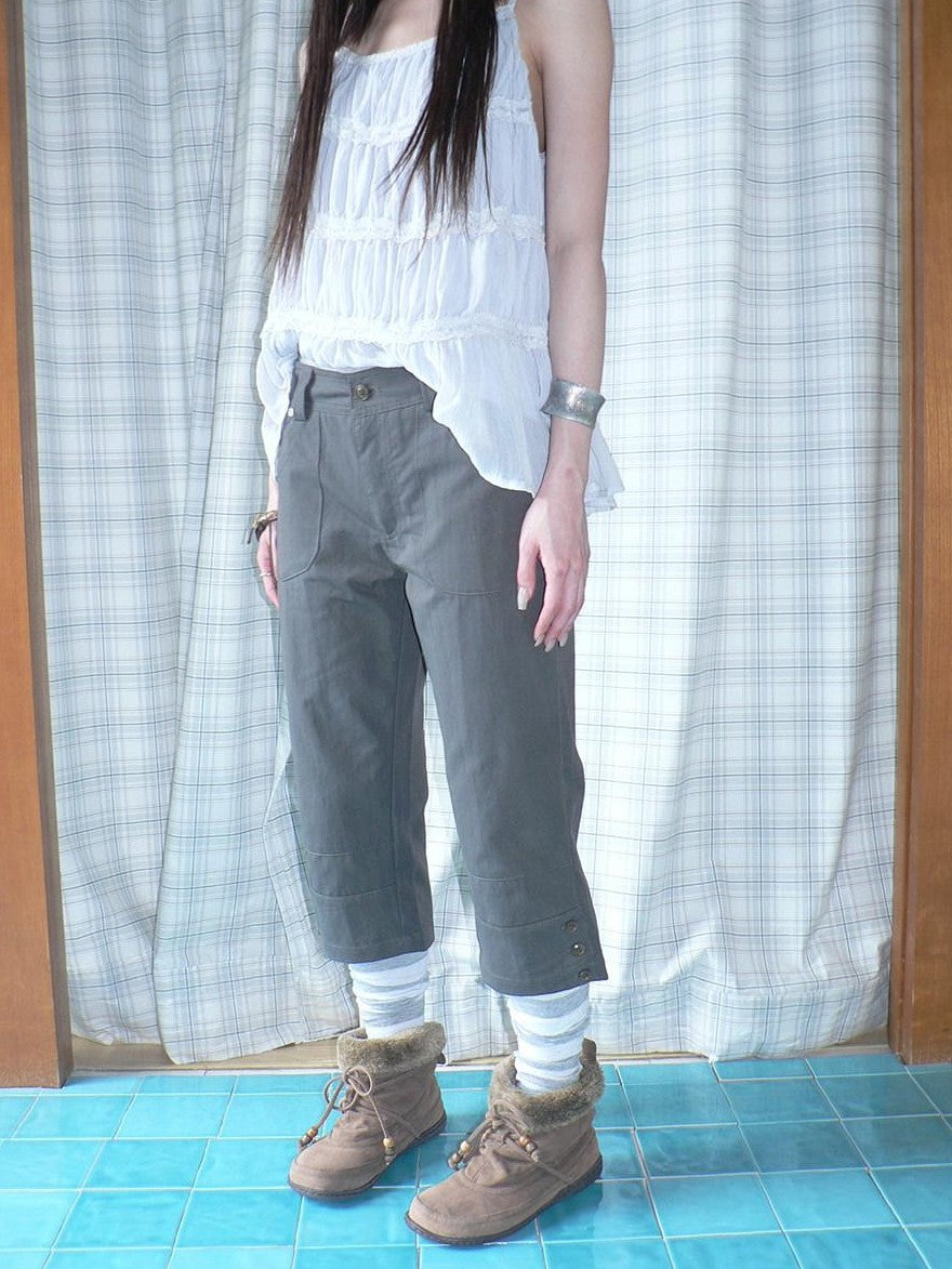 ang project Light Gray Vintage Studded Slight Flare Women&