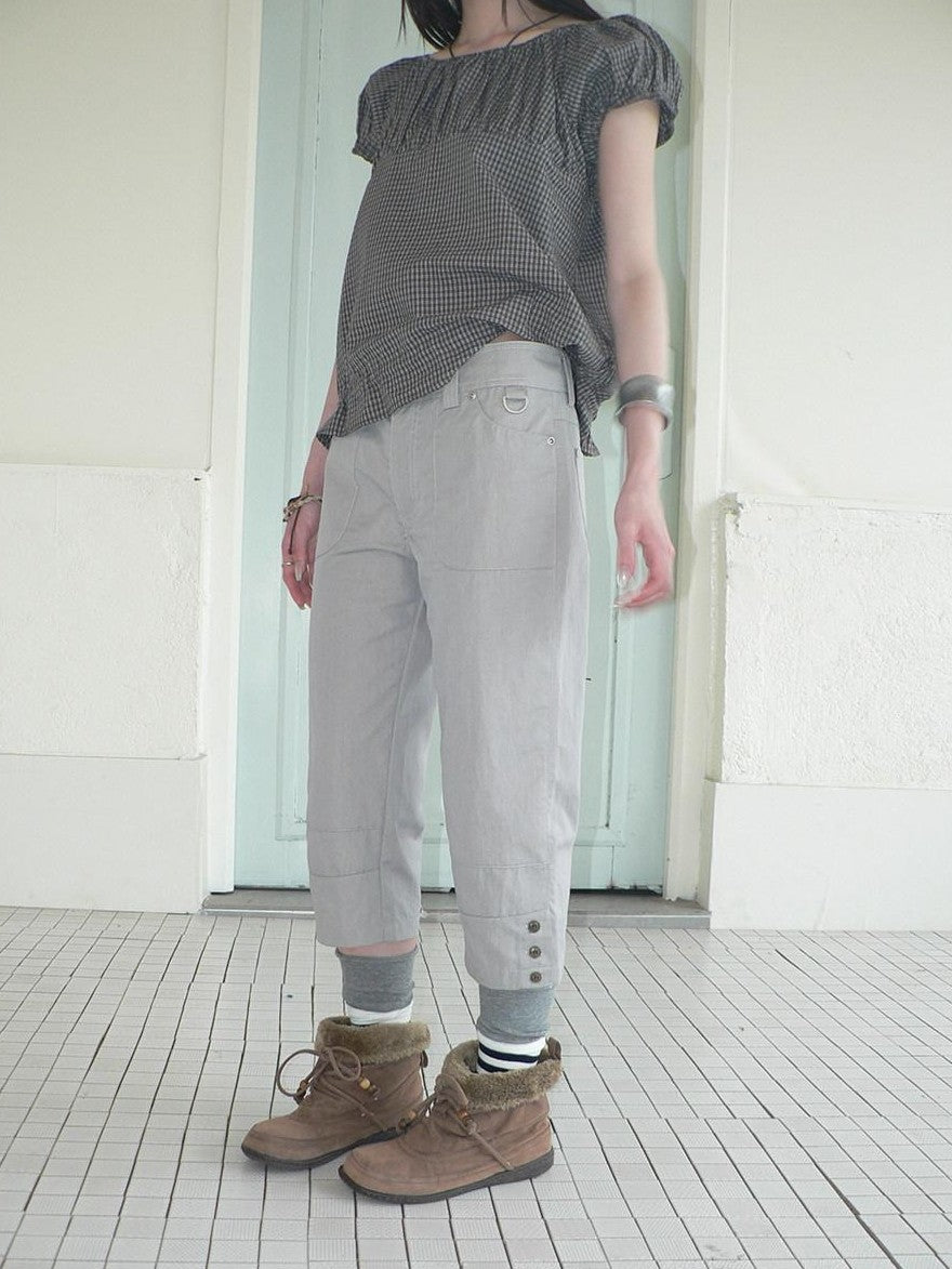 ang project Light Gray Vintage Studded Slight Flare Women&