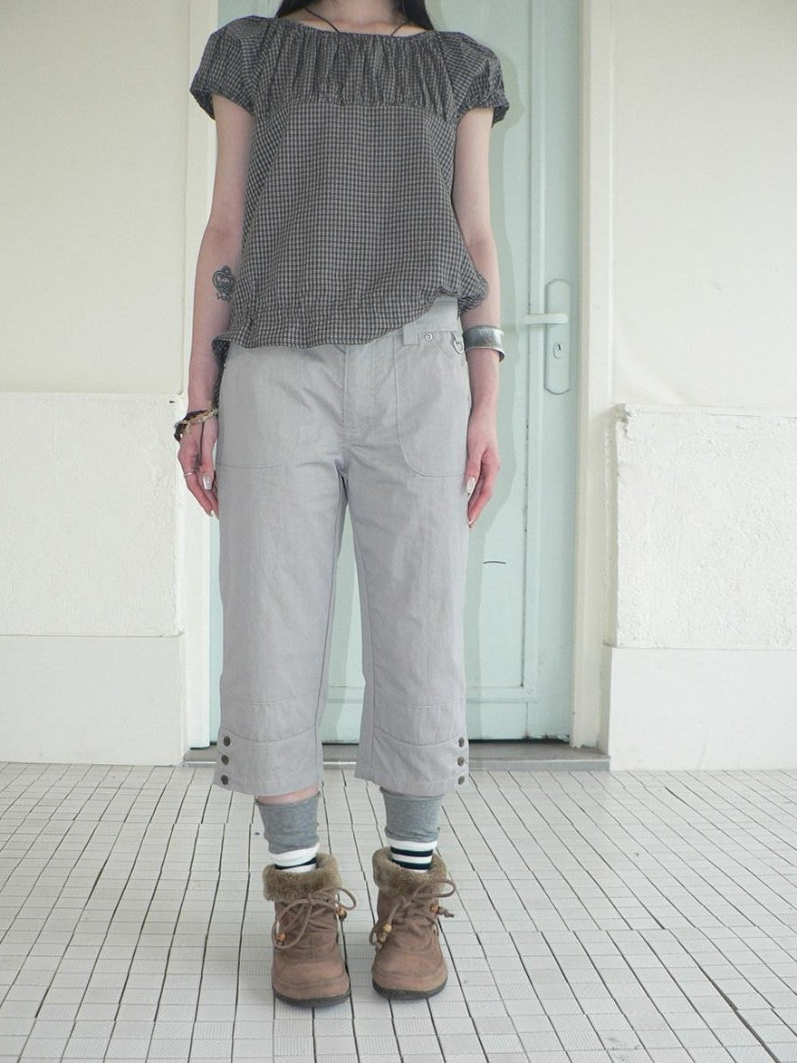 ang project Light Gray Vintage Studded Slight Flare Women&