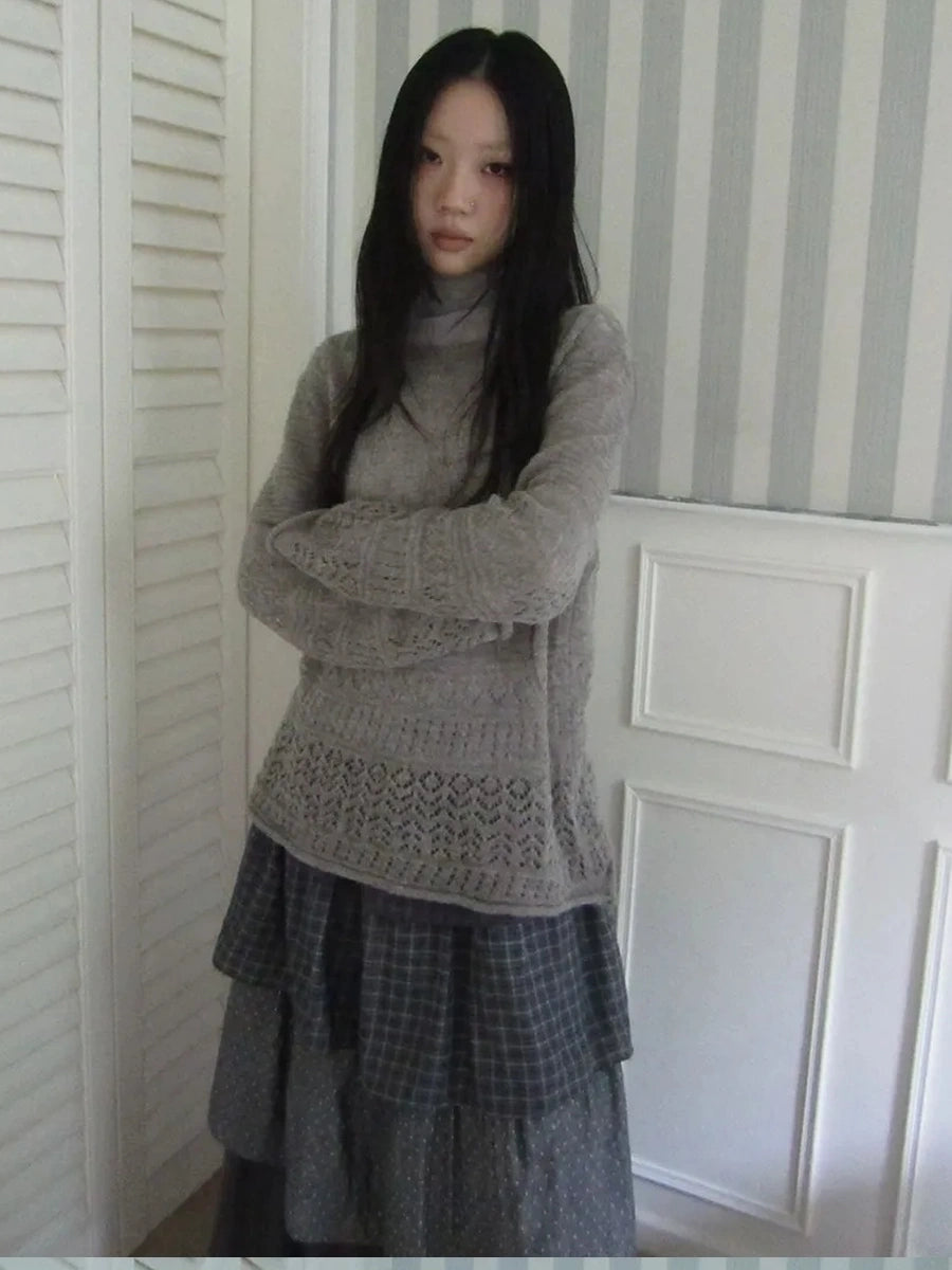 ang project Lightweight Hollow Knit Sweater Cardigan