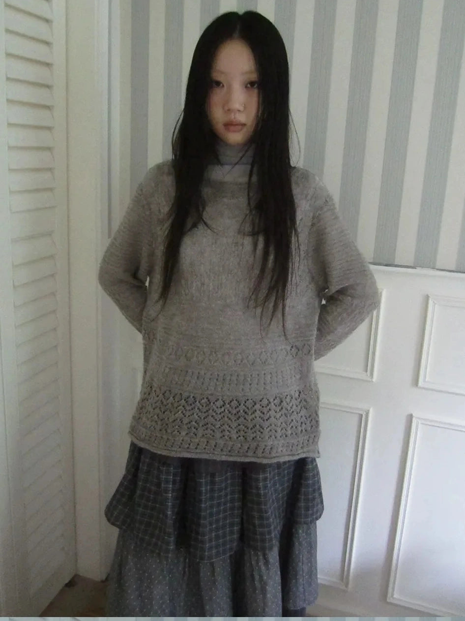 ang project Lightweight Hollow Knit Sweater Cardigan