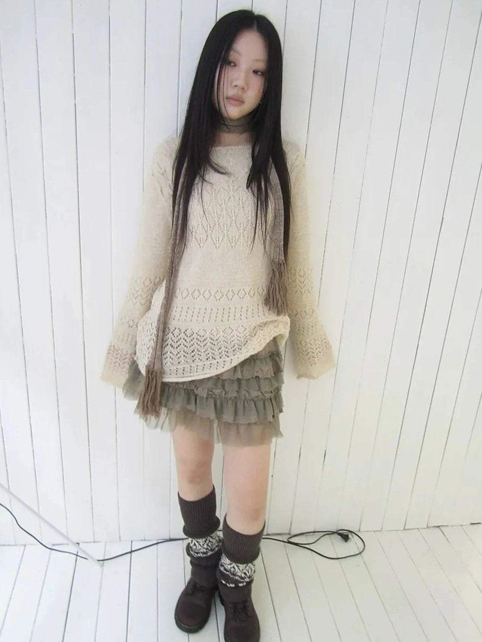 ang project Lightweight Hollow Knit Sweater Cardigan