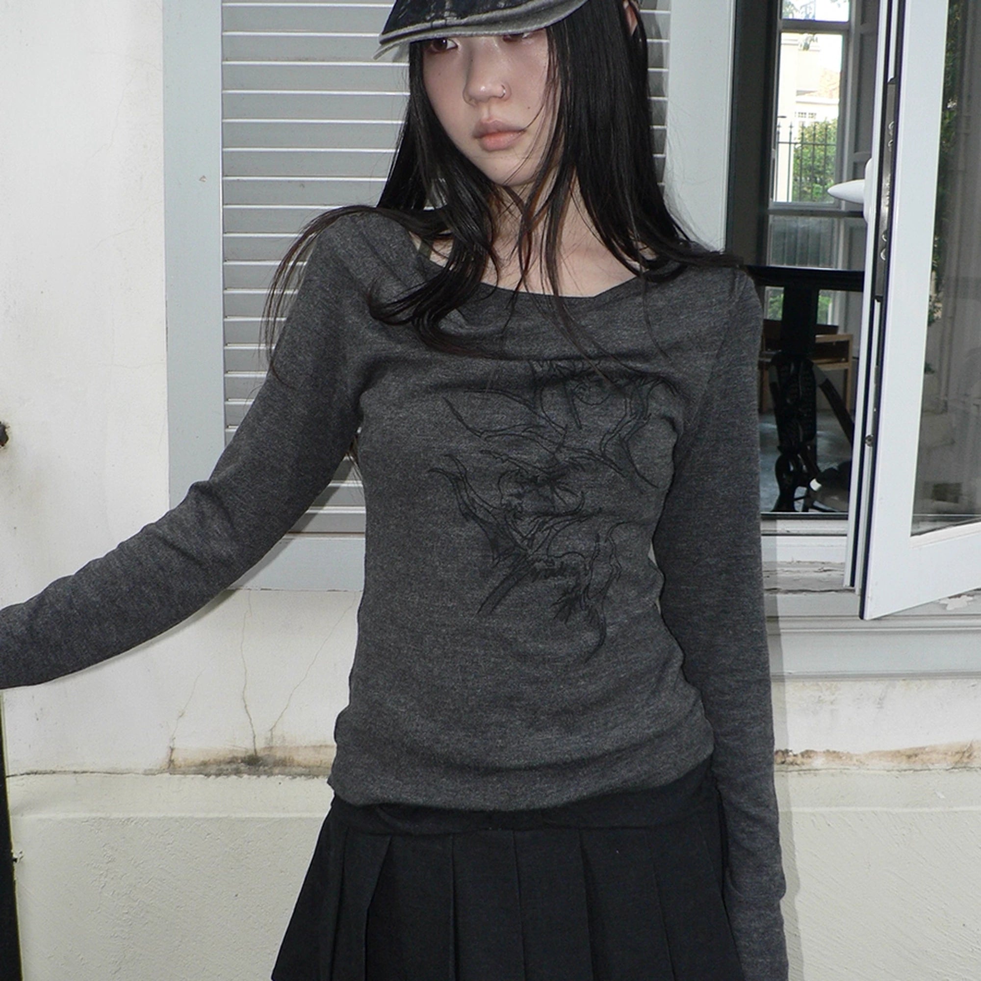 ang_project_Lightweight_Printed_Draped_Neck_Slim_Fit_Long_Sleeve_Top_MISSTT