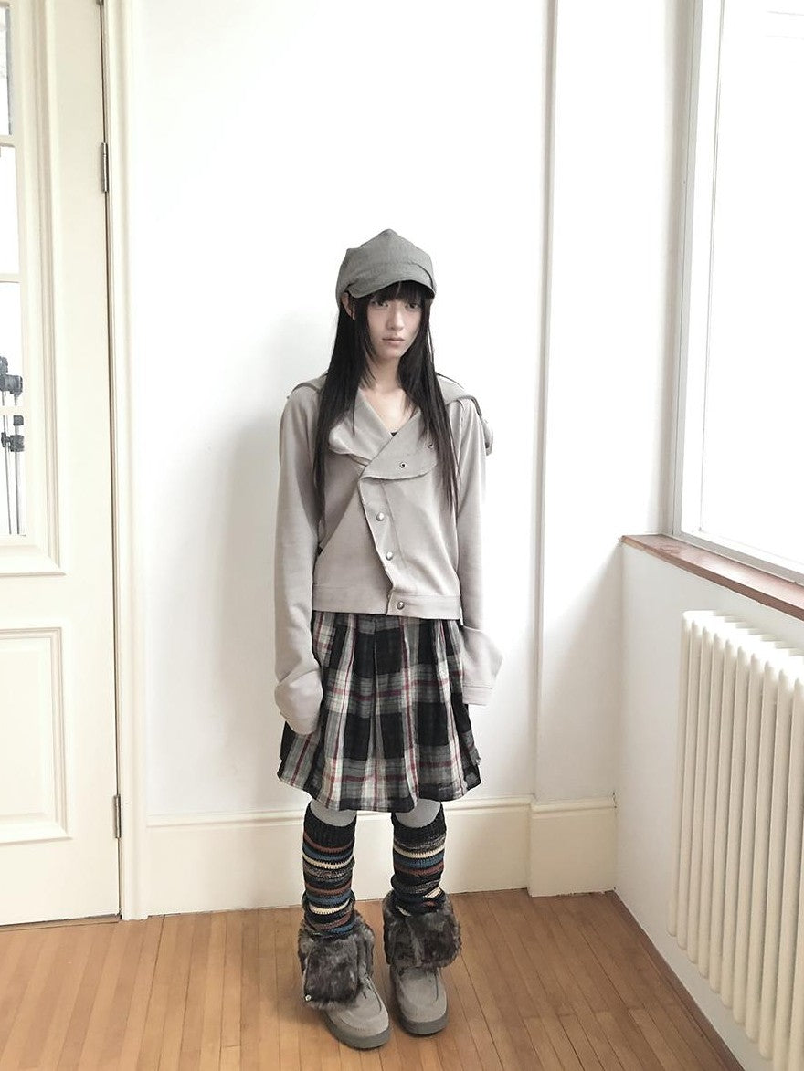 ang project Loose Fit Reverse Stitch Diagonal Button Korean Women&