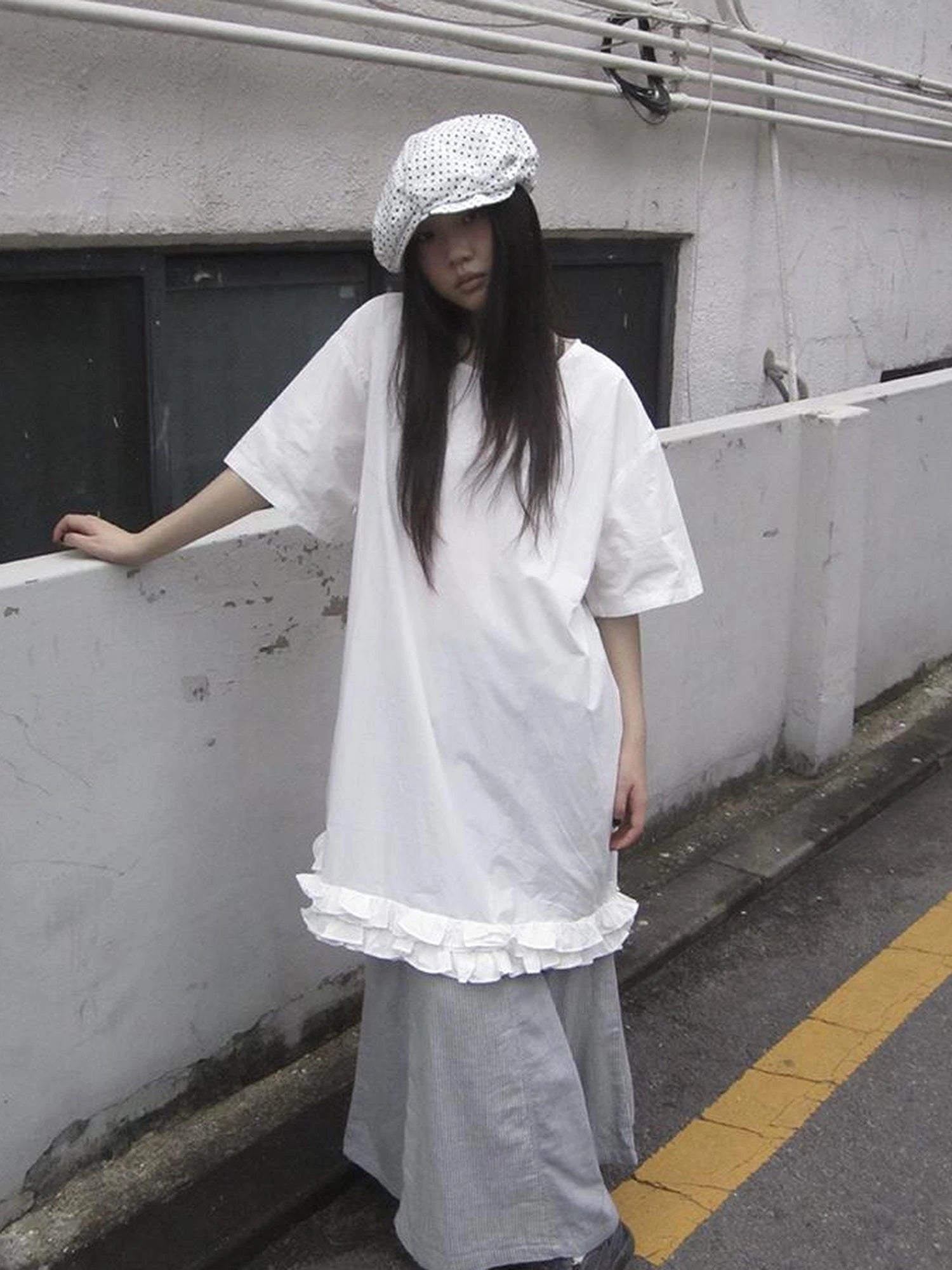 Loose Floral Lace Trim Summer Dress