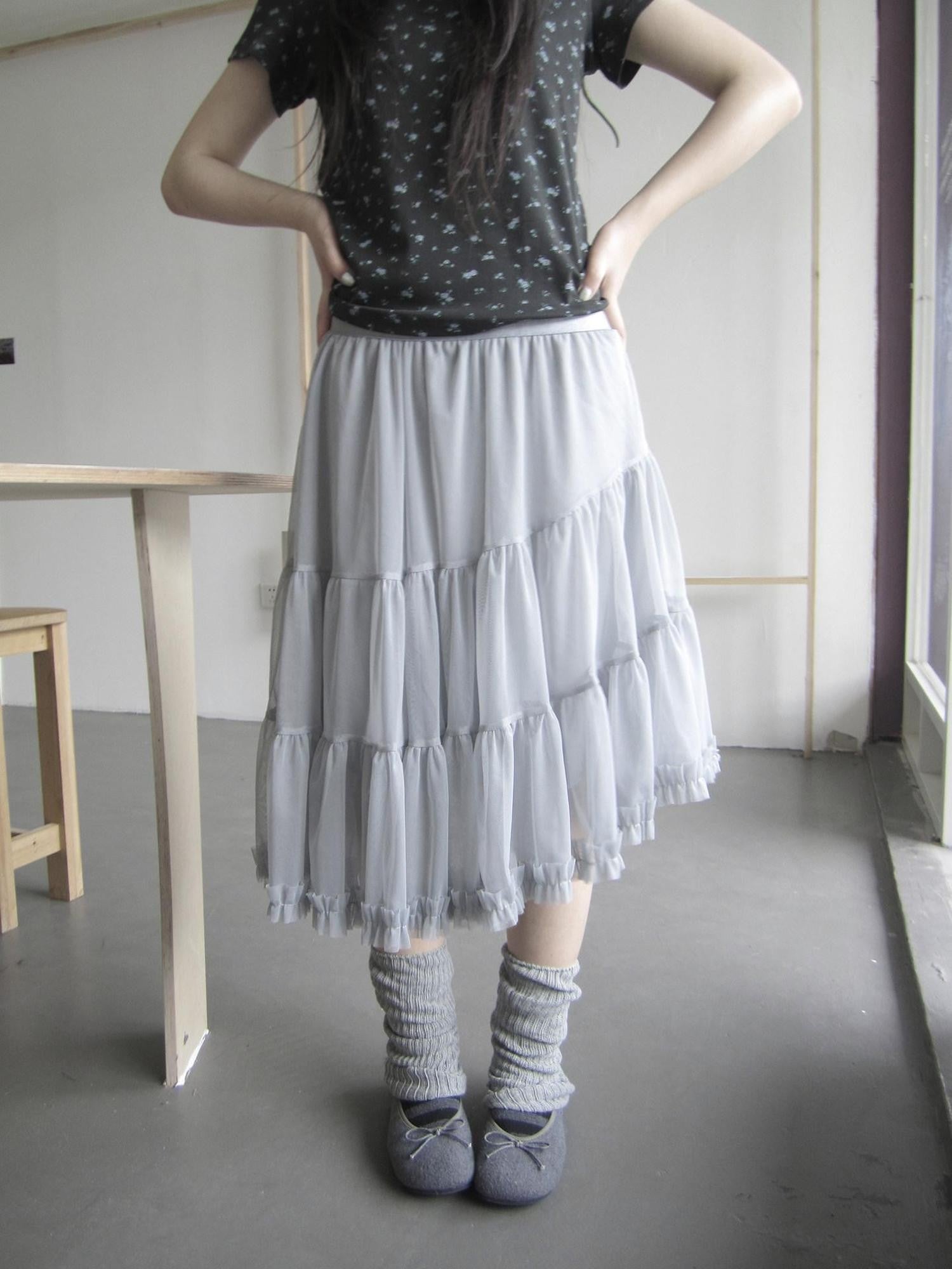ang project Mesh Lace Spliced Asymmetric Women&