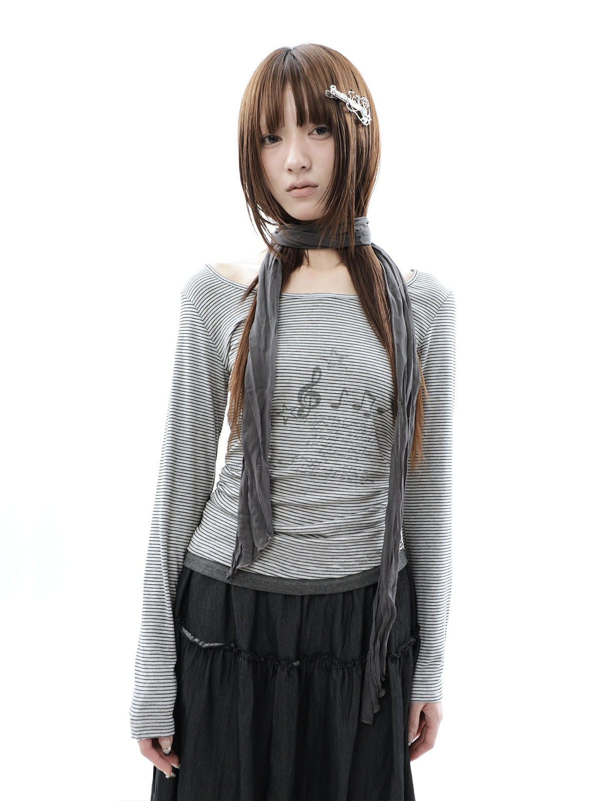 ang_project_Music_Note_Print_Ruched_Striped_Patchwork_Women&