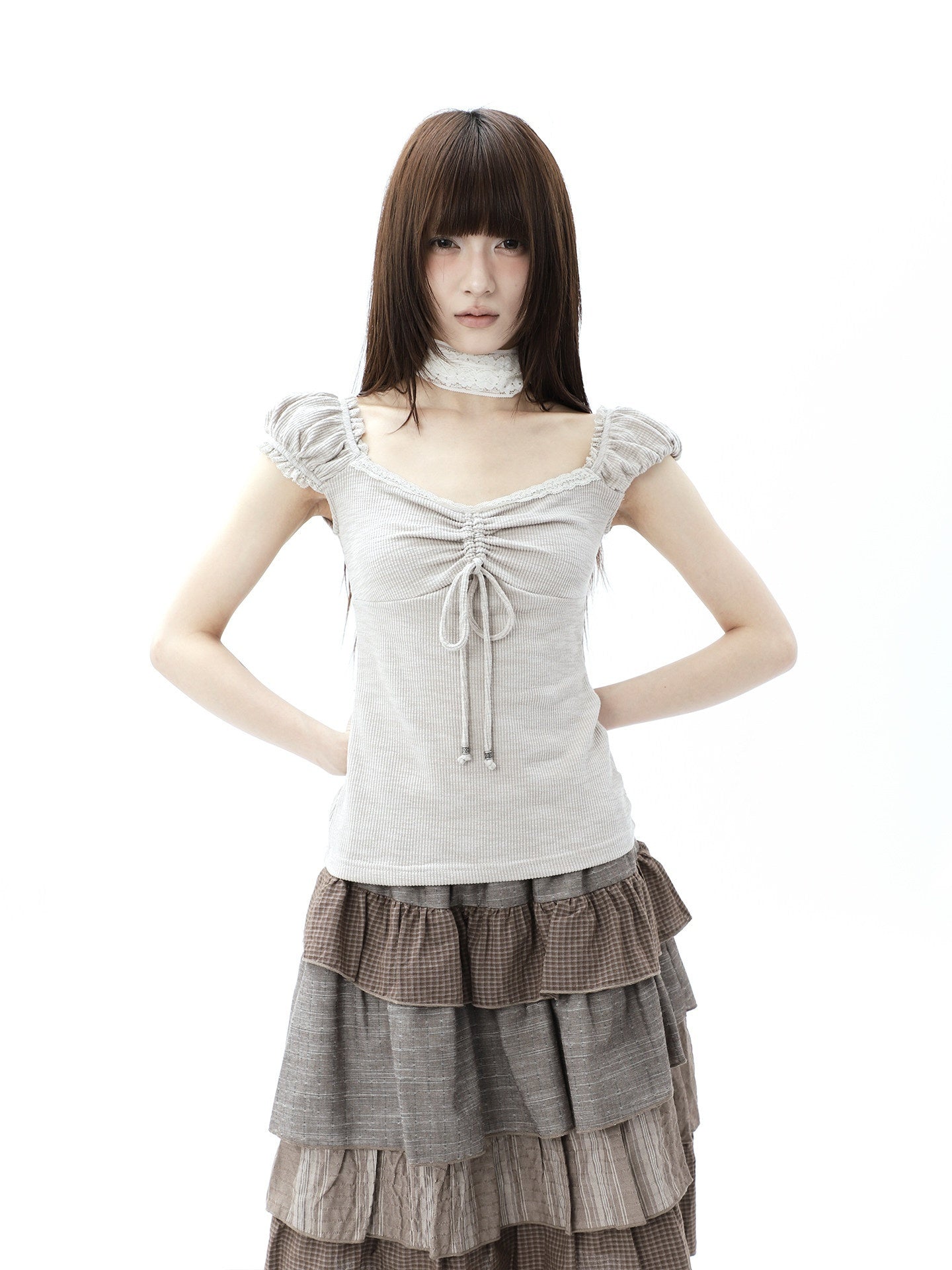 ang_project_Oatmeal_Lace_Spliced_Pleated_Puff_Tie_Women&
