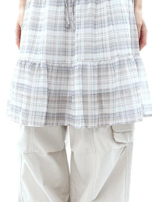 ang project Plaid Layered Drawstring Tie Women&