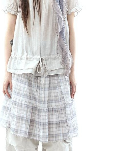 ang project Plaid Layered Drawstring Tie Women&