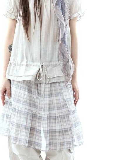 ang project Plaid Layered Drawstring Tie Women&