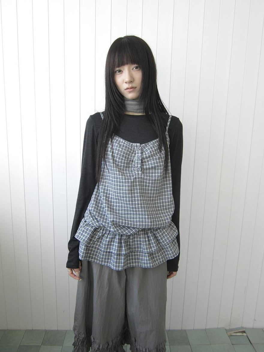 ang project Plaid Ruffle Two Piece Korean Women&