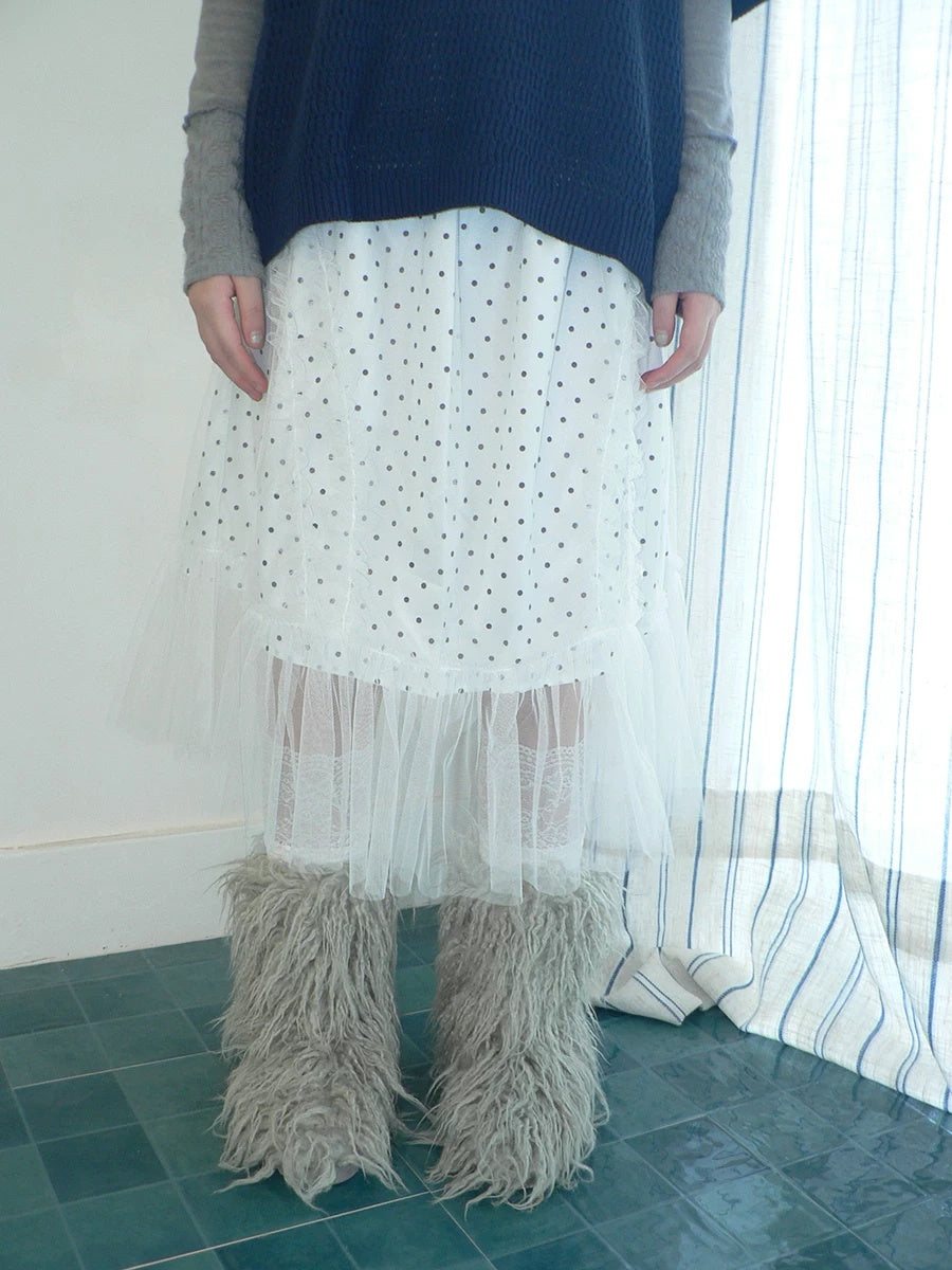 ang project Pleated Korean Aline Elastic Waist White Girls Ladies Midi Skirt