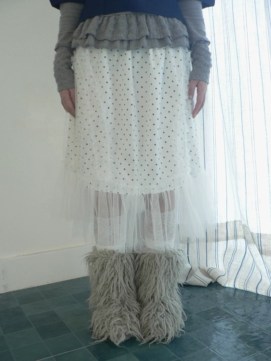 ang project Pleated Korean Aline Elastic Waist White Girls Ladies Midi Skirt