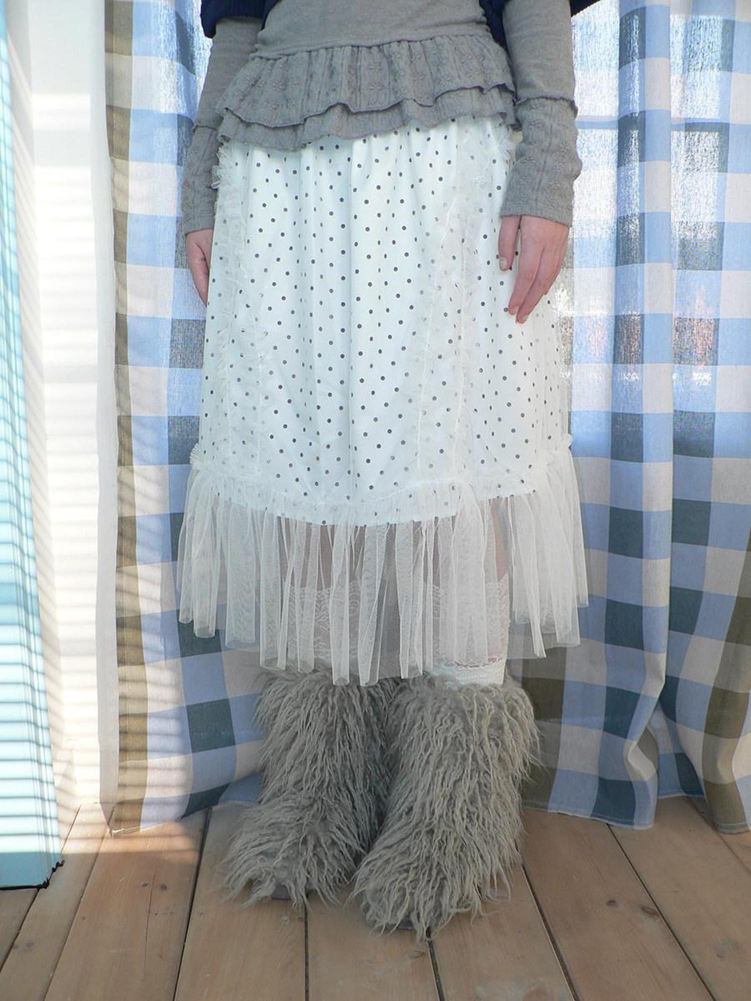 ang project Pleated Korean Aline Elastic Waist White Girls Ladies Midi Skirt
