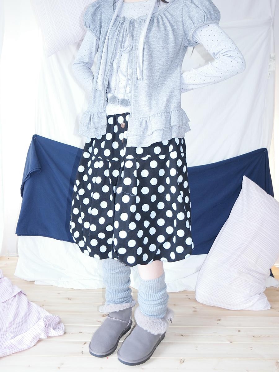 ang project Polka Dot Button Loose Vintage Bubble Women&