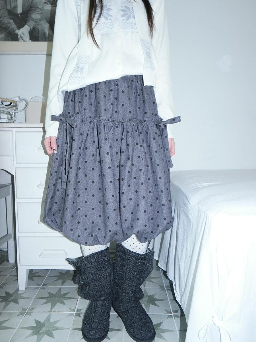 ang project Polka Dot Print Bow Tie Wool Blend Bubble Women&