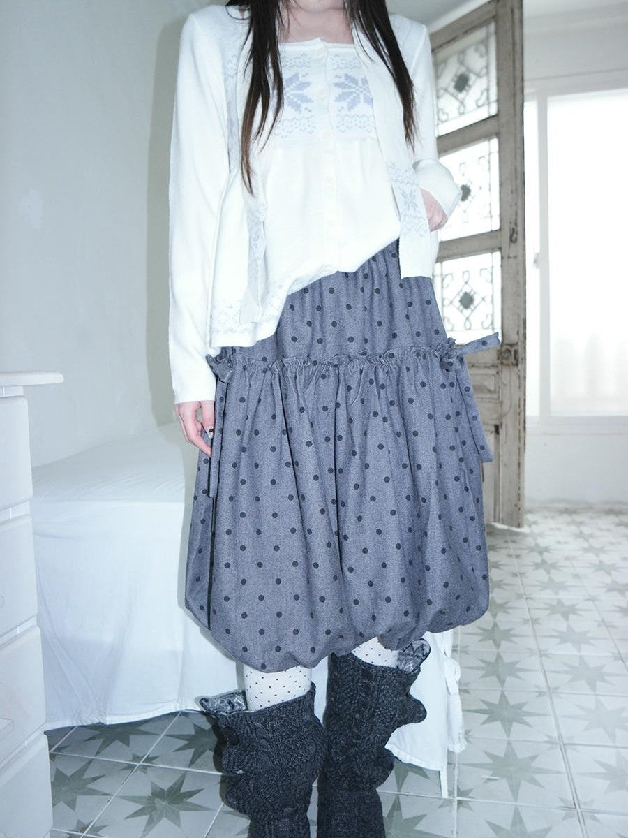 ang project Polka Dot Print Bow Tie Wool Blend Bubble Women&