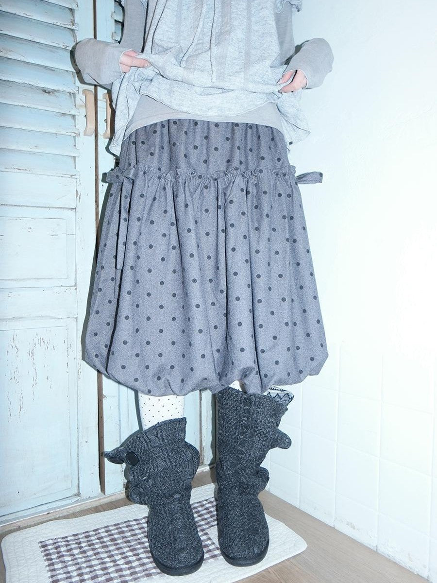 ang project Polka Dot Print Bow Tie Wool Blend Bubble Women&