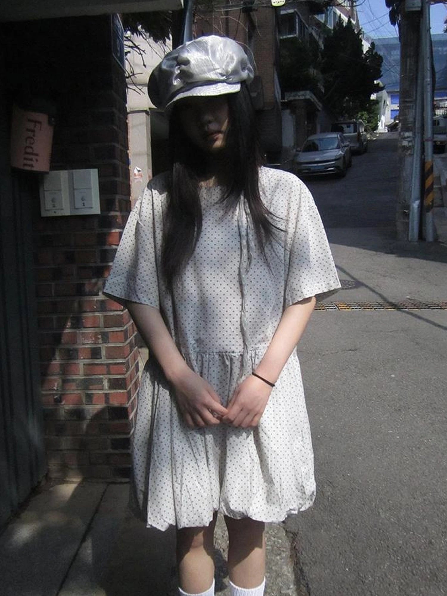 Polka Dot Summer Shift Dress with Puff Sleeves