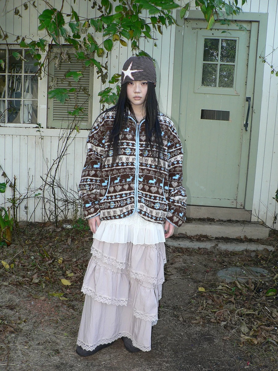ang project Retro Chic Oversized Lapel Zip Long Sleeve Casual Women Outerwear Jacket