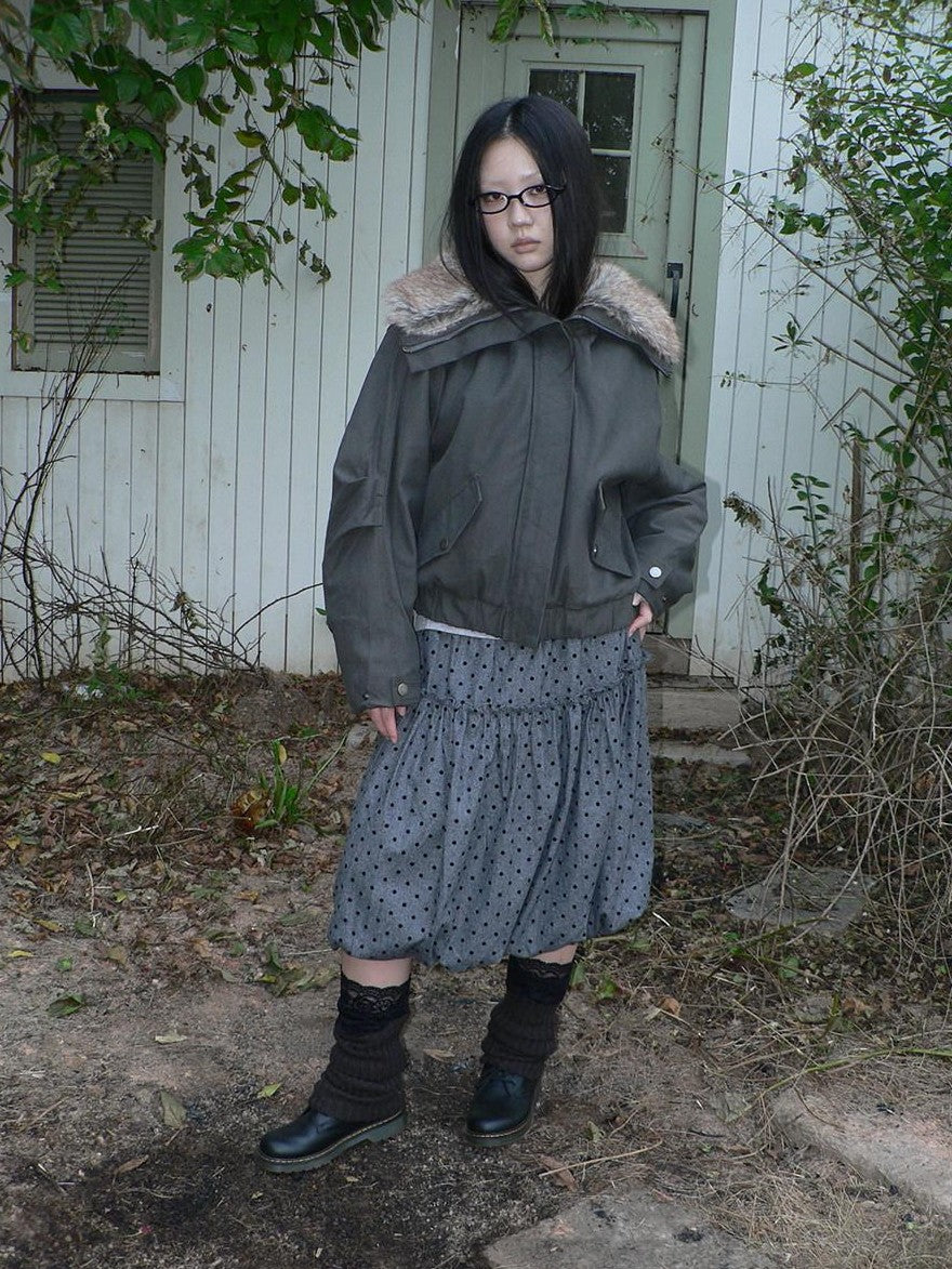 ang project Retro Fur Collar Hooded Zip Oversized Women&