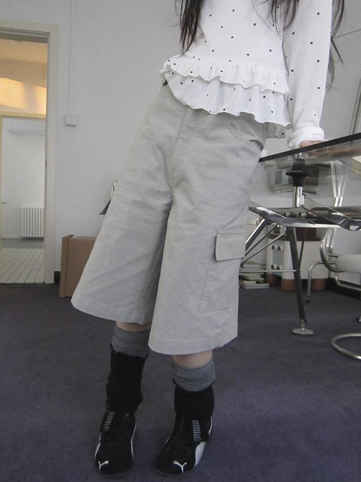 ang project Retro High Waisted Cargo Capri Pants With Oversized Pockets