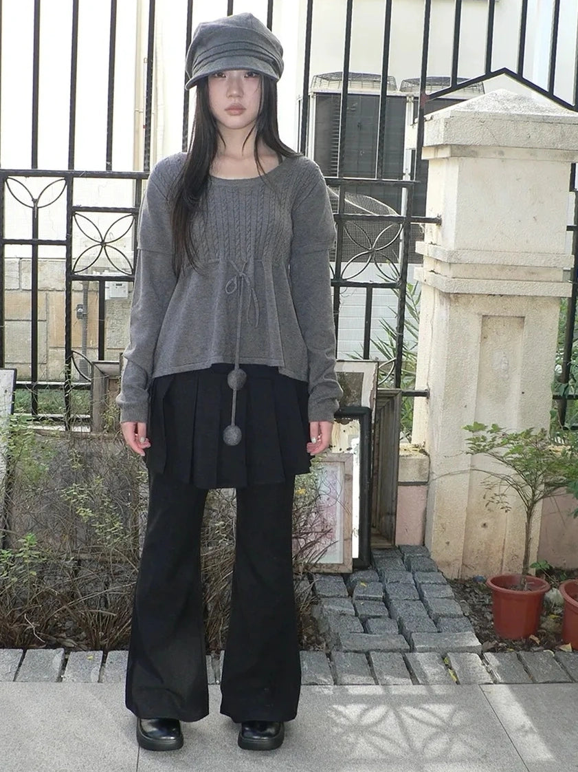 ang project Retro Layered Flared Palazzo Pants With Pleated Detail Pants