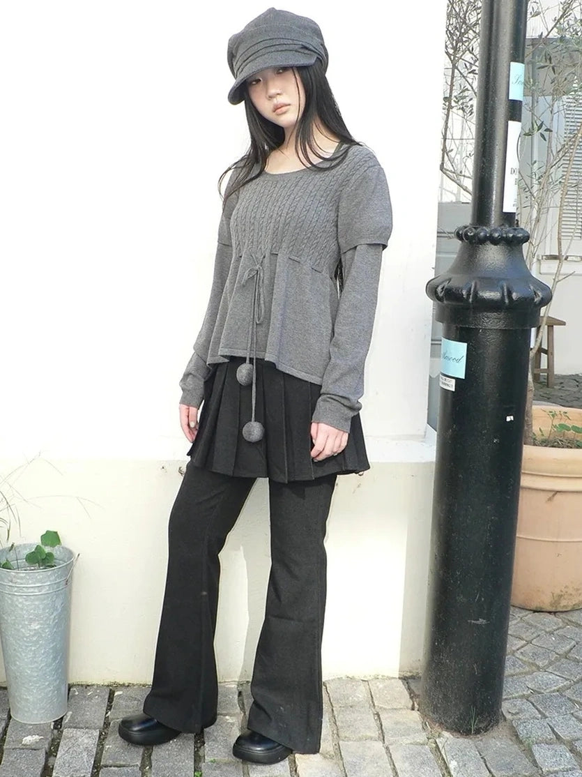 ang project Retro Layered Flared Palazzo Pants With Pleated Detail Pants