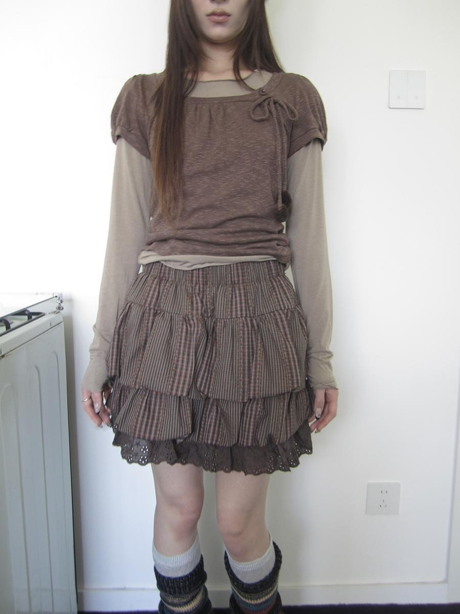 ang project Retro Patchwork Lace Plaid Ruffled Tiered Women&