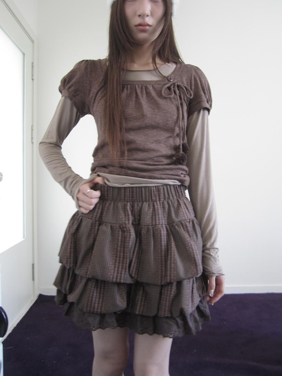 ang project Retro Patchwork Lace Plaid Ruffled Tiered Women&