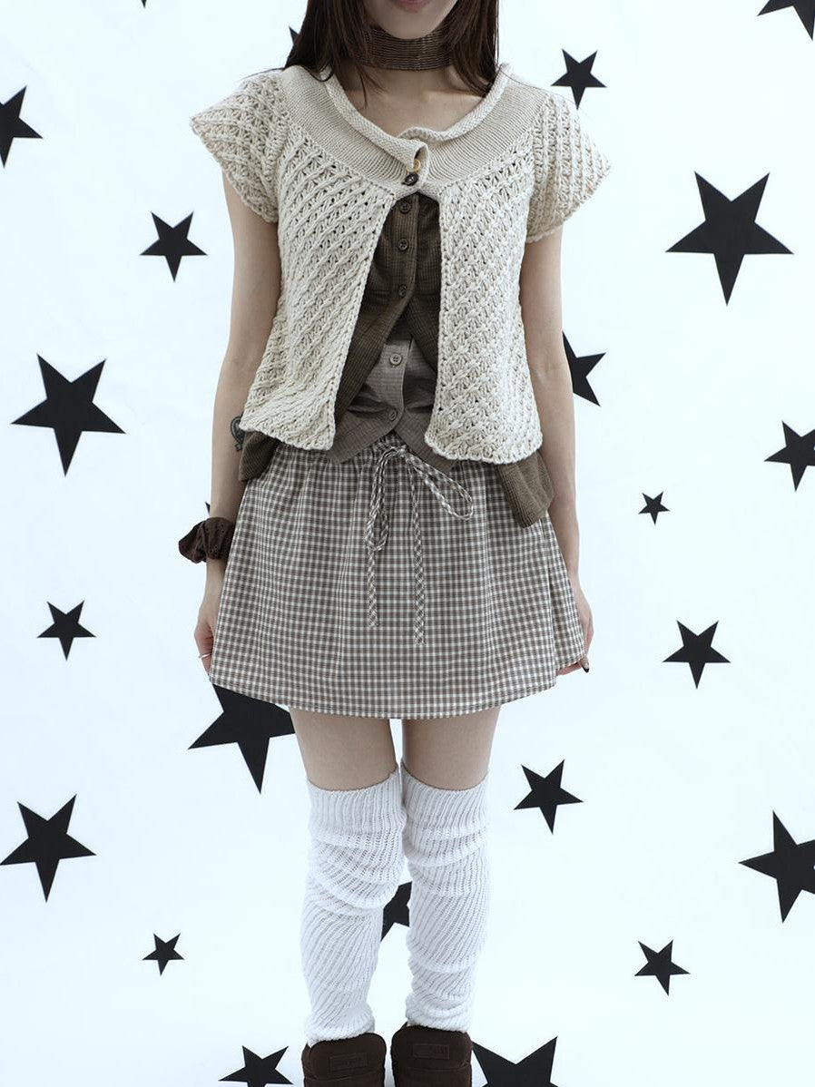 ang project Retro Plaid Drawstring Tie A Line Lined Women&