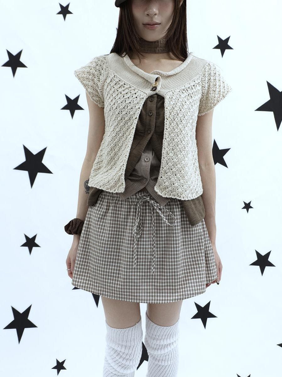 ang project Retro Plaid Drawstring Tie A Line Lined Women&