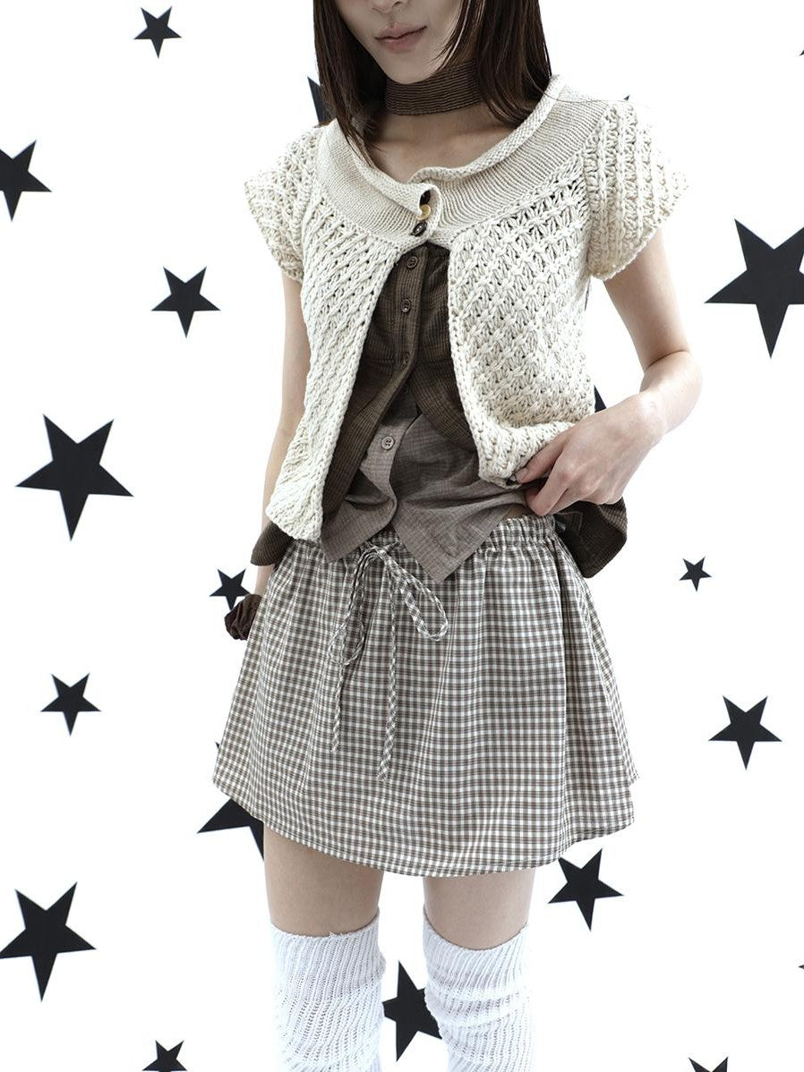 ang project Retro Plaid Drawstring Tie A Line Lined Women&